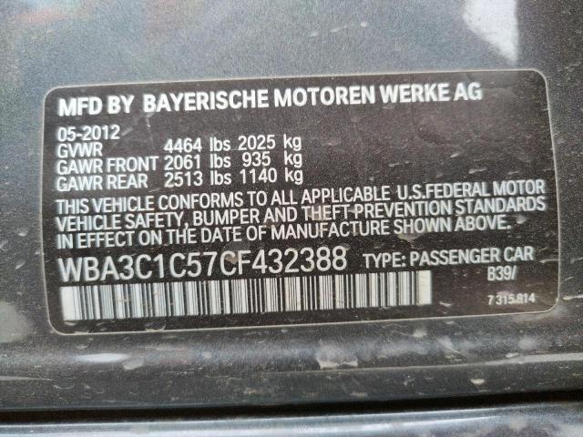 Photo 10 from auction – 2012 BMW 328 I SULE with VIN WBA3C1C57CF432388