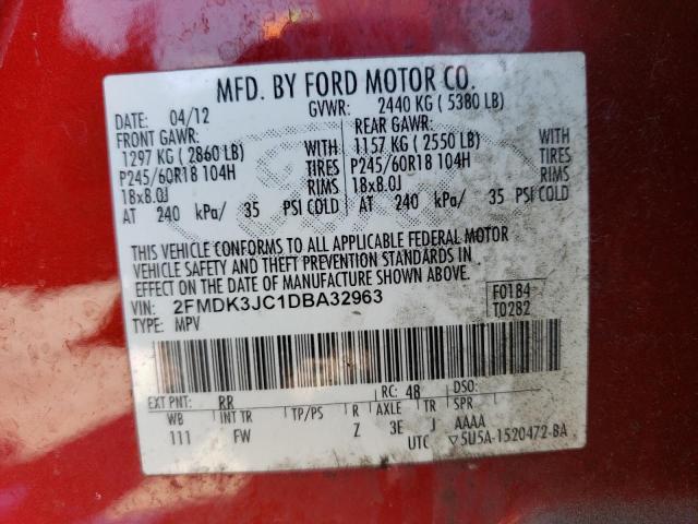 Photo 10 from auction – 2013 FORD EDGE SEL with VIN 2FMDK3JC1DBA32963