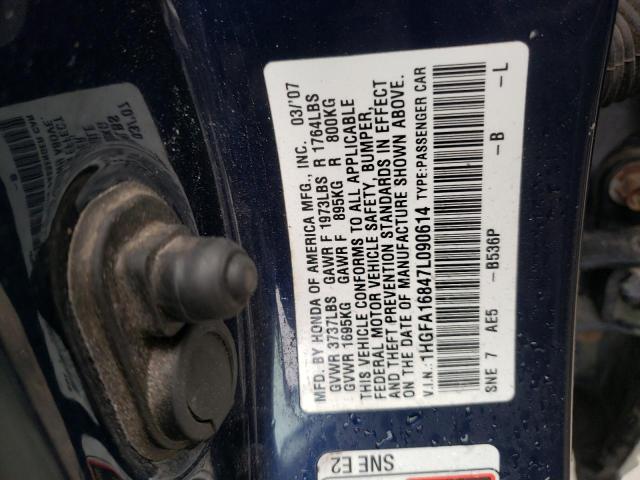 Photo 10 from auction – 2007 HONDA CIVIC EX with VIN 1HGFA16847L090614
