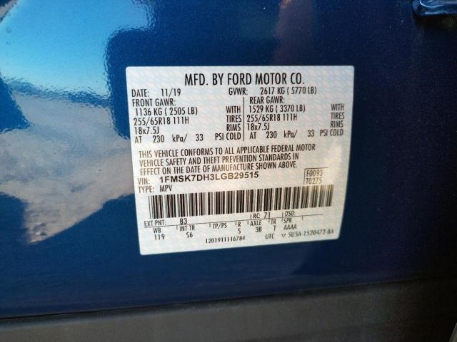 Photo 10 from auction – 2020 FORD EXPLORER X with VIN 1FMSK7DH3LGB29515