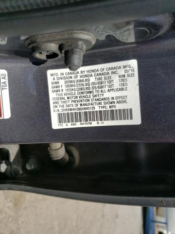 Photo 10 from auction – 2016 HONDA CR-V EX with VIN 2HKRM4H58GH643129