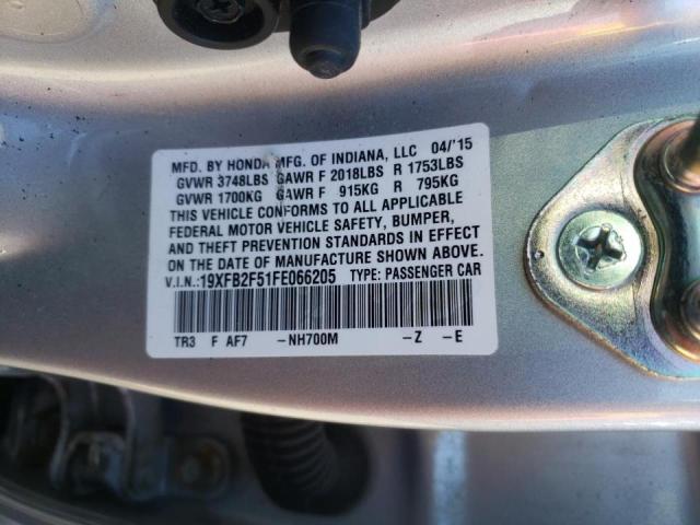 Photo 10 from auction – 2015 HONDA CIVIC LX with VIN 19XFB2F51FE066205