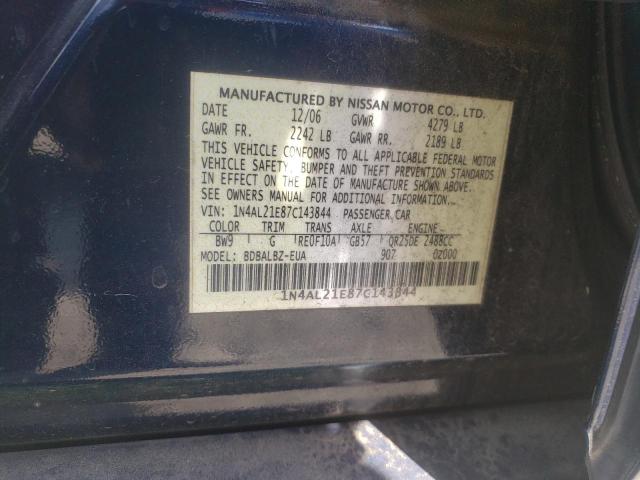 Photo 10 from auction – 2007 NISSAN ALTIMA with VIN 1N4AL21E87C143844