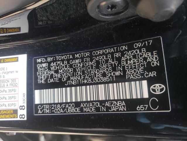 Photo 10 from auction – 2018 TOYOTA CAMRY with VIN JTNB11HK8J3038511