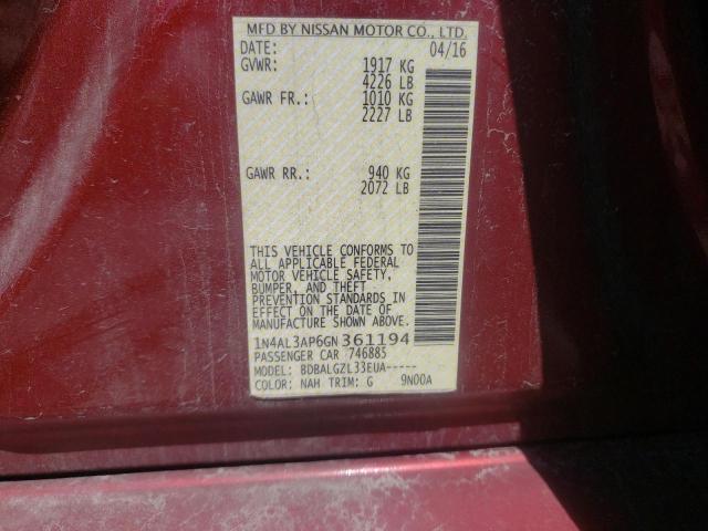 Photo 10 from auction – 2016 NISSAN ALTIMA 2.5 with VIN 1N4AL3AP6GN361194
