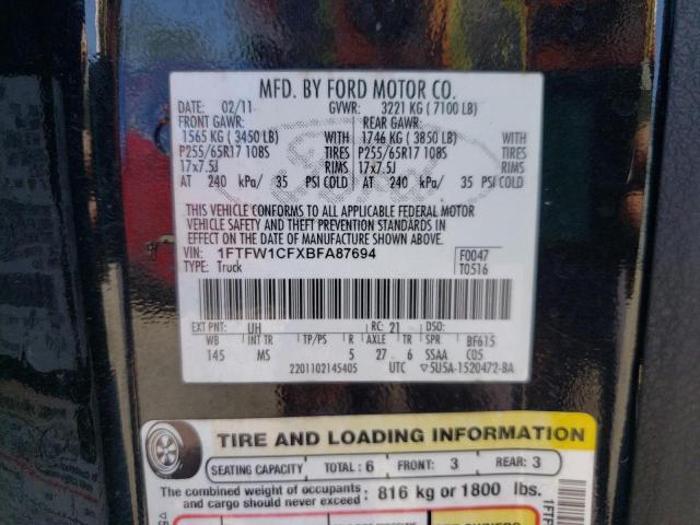 Photo 10 from auction – 2011 FORD F150 SUPER with VIN 1FTFW1CFXBFA87694