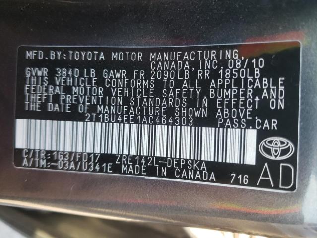 Photo 10 from auction – 2010 TOYOTA COROLLA BA with VIN 2T1BU4EE1AC464303