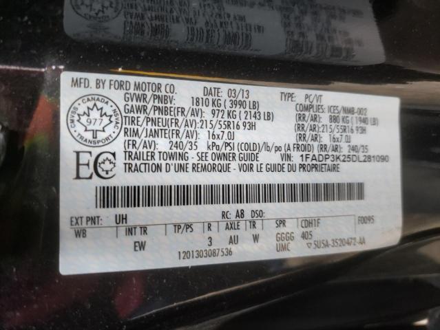 Photo 10 from auction – 2013 FORD FOCUS SE with VIN 1FADP3K25DL281090