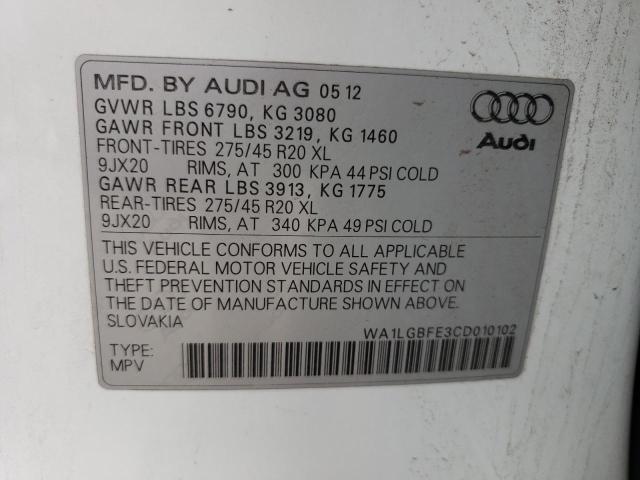 Photo 10 from auction – 2012 AUDI Q7 PREMIUM with VIN WA1LGBFE3CD010102