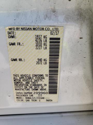 Photo 10 from auction – 2017 NISSAN ALTIMA 2.5 with VIN 1N4AL3AP0HC209960