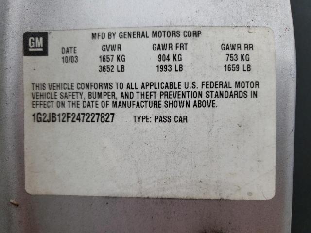 Photo 10 from auction – 2004 PONTIAC SUNFIRE with VIN 1G2JB12F247227827