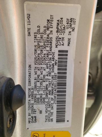 Photo 10 from auction – 2003 TOYOTA HIGHLANDER with VIN JTEHF21A030115587