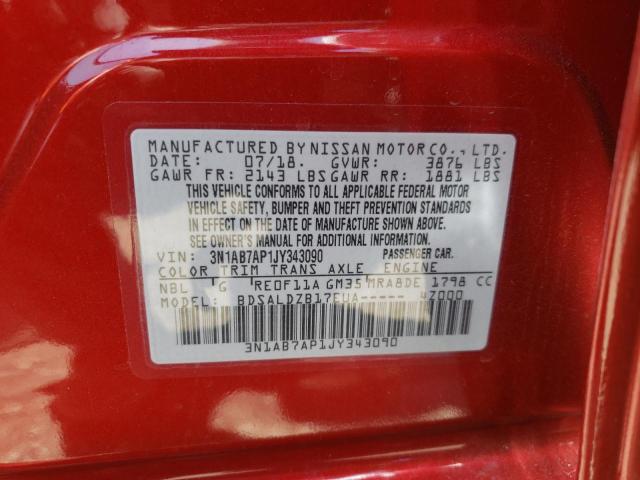 Photo 10 from auction – 2018 NISSAN SENTRA S with VIN 3N1AB7AP1JY343090