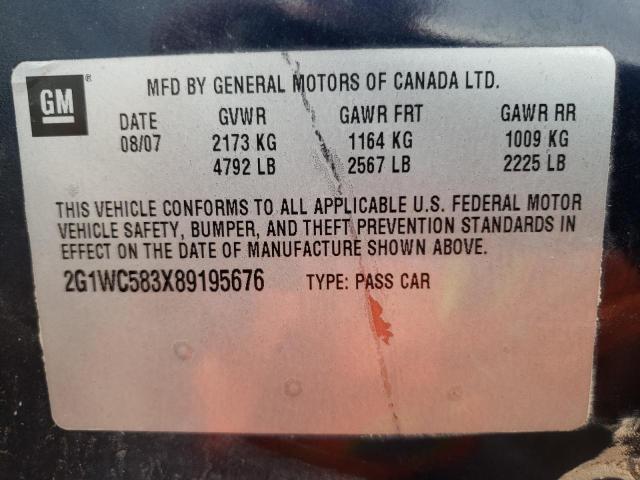 Photo 10 from auction – 2008 CHEVROLET IMPALA LT with VIN 2G1WC583X89195676