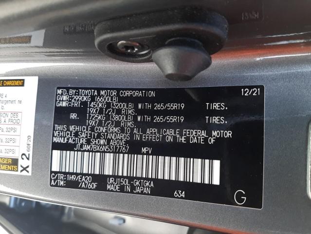 Photo 10 from auction – 2022 LEXUS GX 460 with VIN JTJAM7BX6N5317767