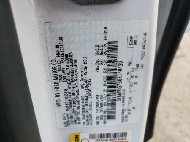 Photo 10 from auction – 2016 FORD FUSION S with VIN 3FA6P0G76GR140420