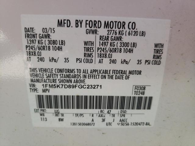 Photo 10 from auction – 2015 FORD EXPLORER X with VIN 1FM5K7D89FGC23271