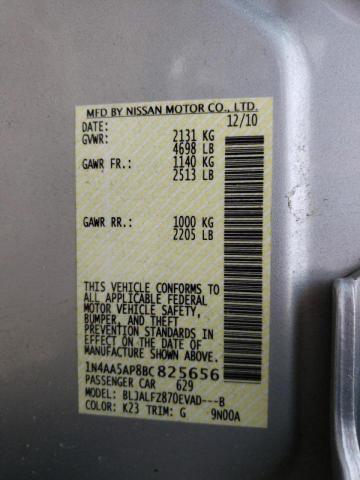 Photo 10 from auction – 2011 NISSAN MAXIMA S with VIN 1N4AA5AP8BC825656