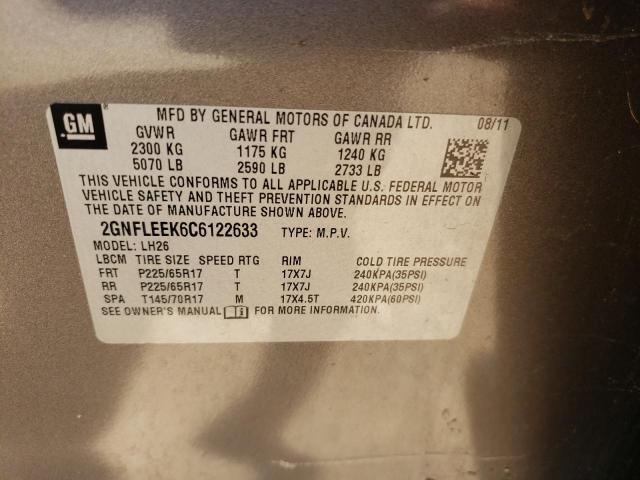 Photo 10 from auction – 2012 CHEVROLET EQUINOX LT with VIN 2GNFLEEK6C6122633
