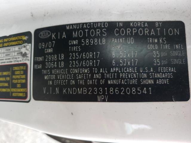 Photo 10 from auction – 2008 KIA SEDONA EX with VIN KNDMB233186208541