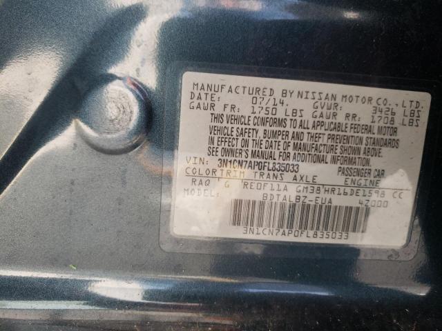 Photo 10 from auction – 2015 NISSAN VERSA S with VIN 3N1CN7AP0FL835033