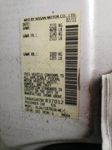 Photo 10 from auction – 2011 NISSAN MAXIMA S with VIN 1N4AA5AP2BC837012