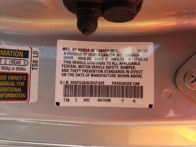 Photo 10 from auction – 2012 HONDA CIVIC LX with VIN 2HGFG3A56CH521629