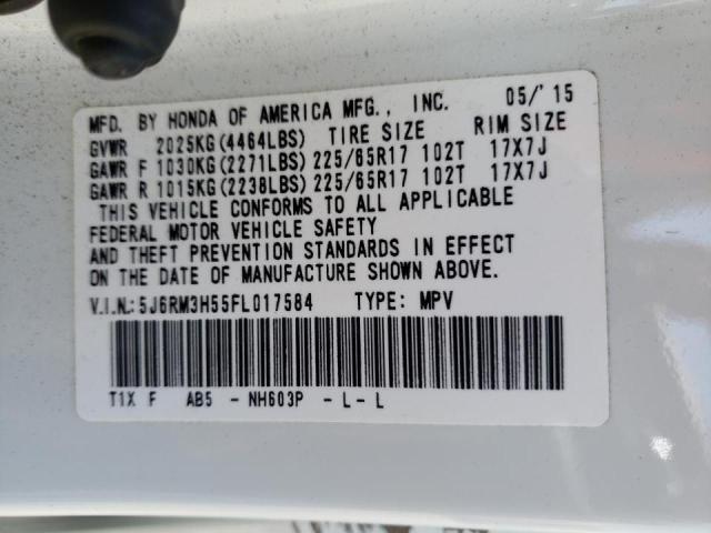 Photo 10 from auction – 2015 HONDA CR-V EX with VIN 5J6RM3H55FL017584