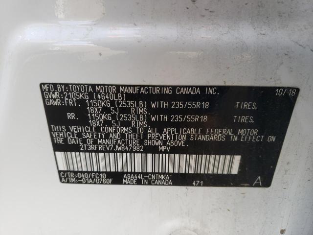 Photo 10 from auction – 2018 TOYOTA RAV4 ADVEN with VIN 2T3RFREV7JW847982
