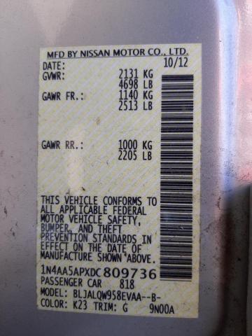 Photo 10 from auction – 2013 NISSAN MAXIMA S with VIN 1N4AA5APXDC809736