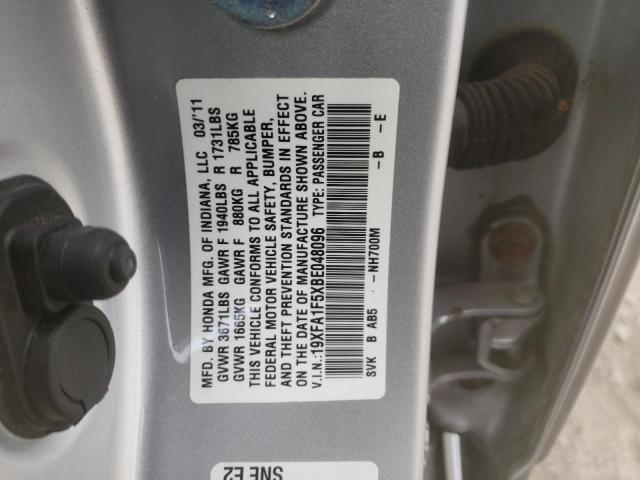 Photo 10 from auction – 2011 HONDA CIVIC with VIN 19XFA1F5XBE048096