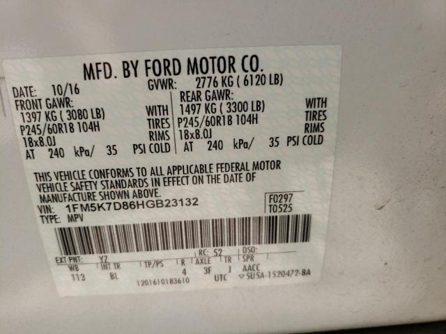 Photo 10 from auction – 2017 FORD EXPLORER X with VIN 1FM5K7D86HGB23132