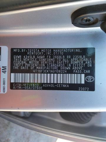 Photo 10 from auction – 2010 TOYOTA CAMRY BASE with VIN 4T1BF3EK1AU106224