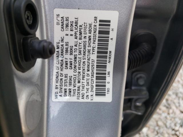 Photo 10 from auction – 2016 HONDA CIVIC LX with VIN 2HGFC2F5XGH529737