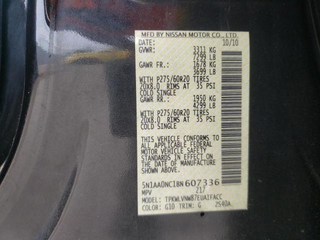 Photo 10 from auction – 2011 NISSAN ARMADA SV with VIN 5N1AA0NC1BN607336