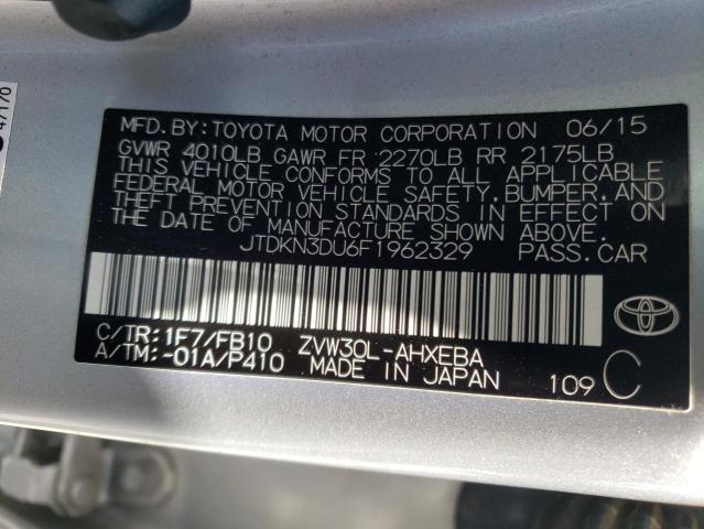 Photo 10 from auction – 2015 TOYOTA PRIUS with VIN JTDKN3DU6F1962329