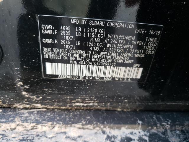 Photo 10 from auction – 2019 SUBARU OUTBACK TO with VIN 4S4BSATC6K3255702