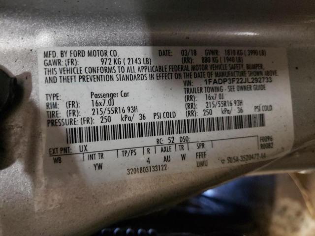 Photo 10 from auction – 2018 FORD FOCUS SE with VIN 1FADP3F22JL292733