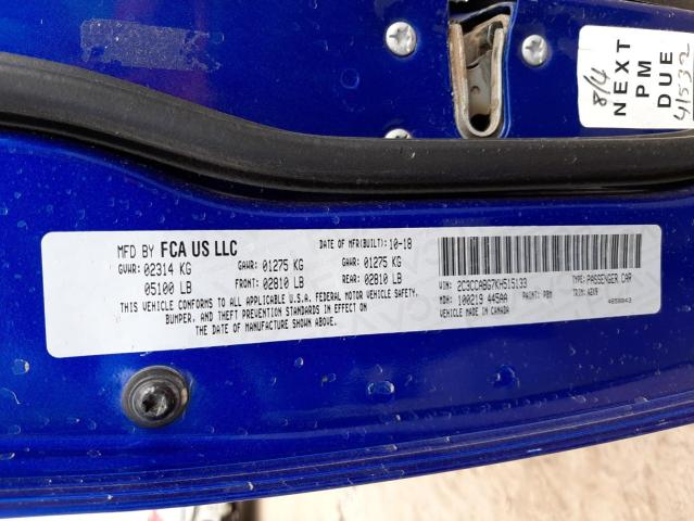 Photo 10 from auction – 2019 CHRYSLER 300 S with VIN 2C3CCABG7KH515133