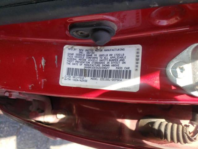 Photo 10 from auction – 2004 TOYOTA COROLLA 4D with VIN 1NXBR32E54Z239627