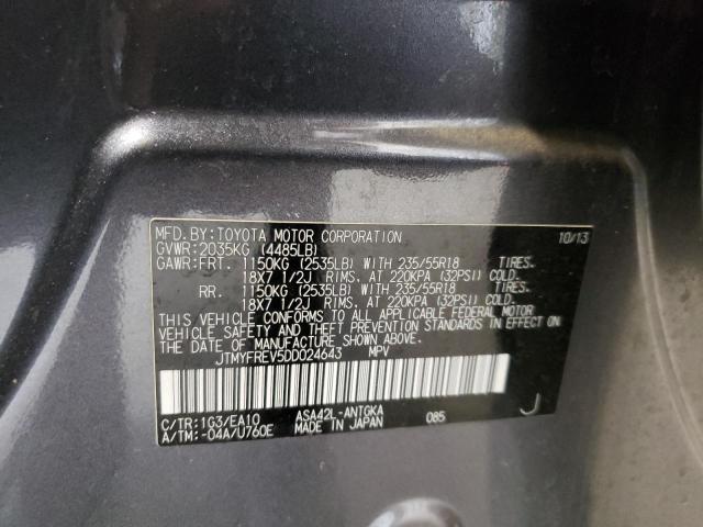Photo 10 from auction – 2013 TOYOTA RAV4 LIMIT with VIN JTMYFREV5DD024643