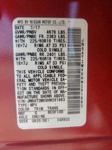 Photo 10 from auction – 2017 NISSAN ROGUE S with VIN JN8AT2MV8HW281863