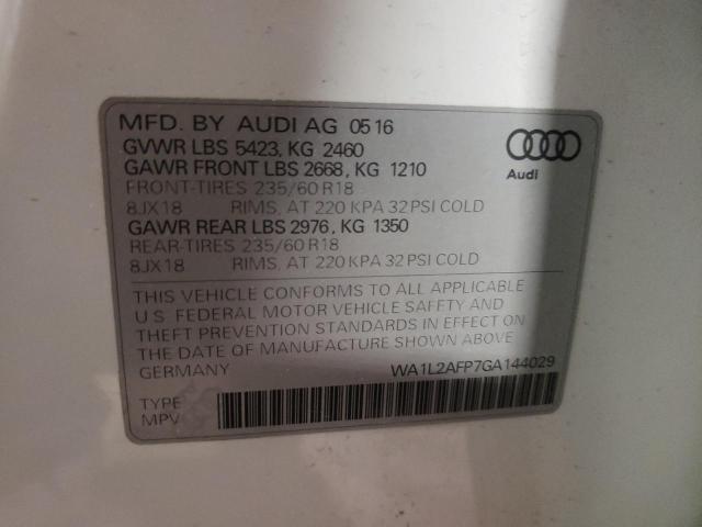 Photo 10 from auction – 2016 AUDI Q5 PREMIUM with VIN WA1L2AFP7GA144029