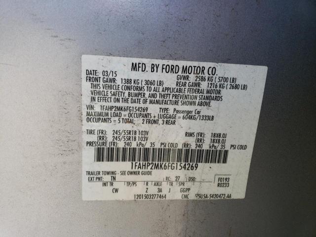 Photo 10 from auction – 2015 FORD TAURUS POL with VIN 1FAHP2MK6FG154269