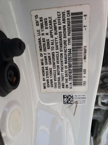 Photo 10 from auction – 2015 HONDA CIVIC with VIN 19XFB2F90FE057644