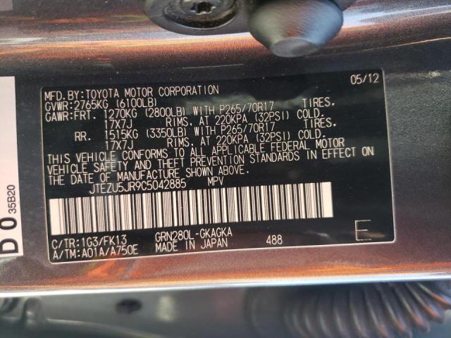 Photo 10 from auction – 2012 TOYOTA 4RUNNER SR with VIN JTEZU5JR9C5042885