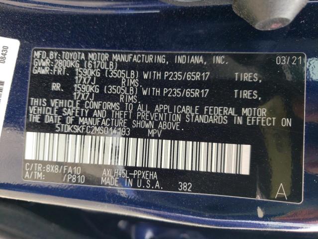 Photo 10 from auction – 2021 TOYOTA SIENNA LE with VIN 5TDKSKFC2MS014193