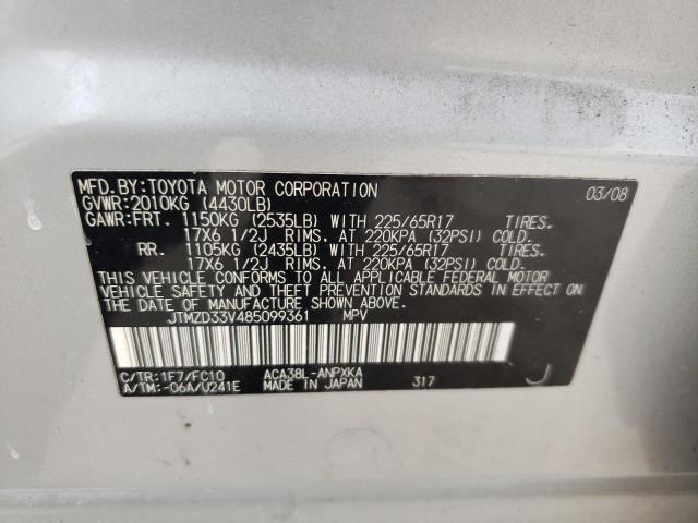 Photo 10 from auction – 2008 TOYOTA RAV4 with VIN JTMZD33V485099361