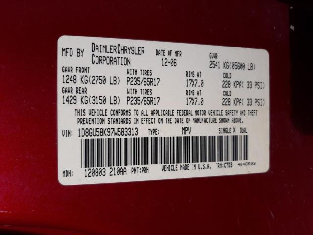 Photo 10 from auction – 2007 DODGE NITRO SLT with VIN 1D8GU58K97W583313