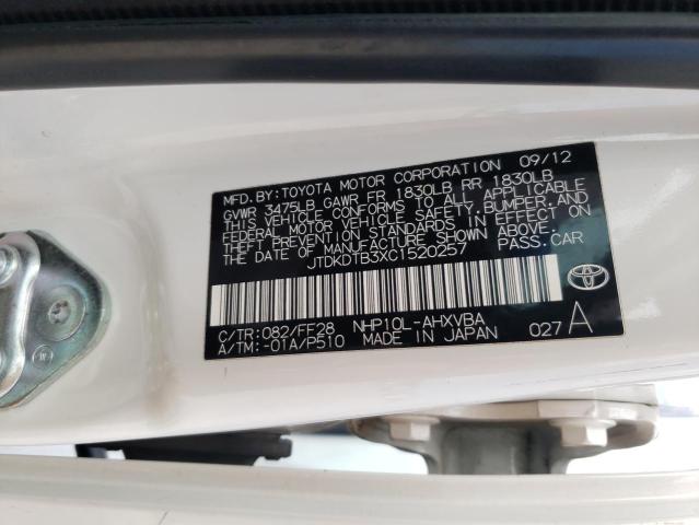 Photo 10 from auction – 2012 TOYOTA PRIUS C with VIN JTDKDTB3XC1520257